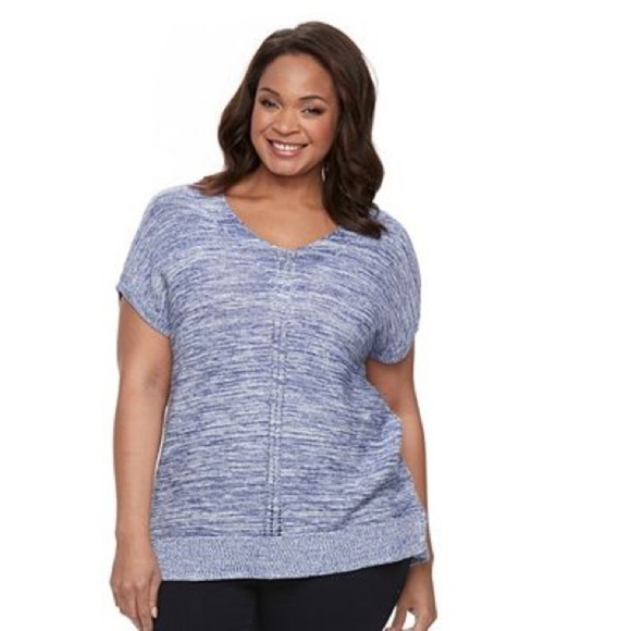 Croft & Barrow women’s‎ blue dolman pointelle sweater size XL - Picture 3 of 7